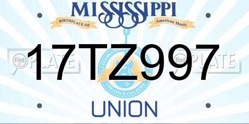 17TZ997 Mississippi License Plate