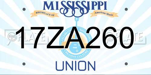 17ZA260 Mississippi License Plate
