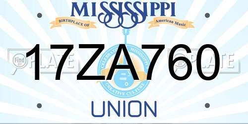 17ZA760 Mississippi License Plate