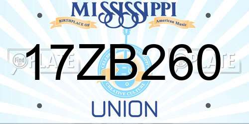 17ZB260 Mississippi License Plate