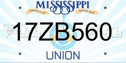 17ZB560 Mississippi License Plate