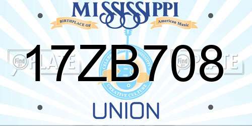 17ZB708 Mississippi License Plate