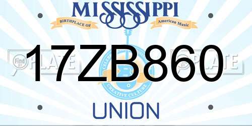 17ZB860 Mississippi License Plate