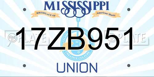 17ZB951 Mississippi License Plate