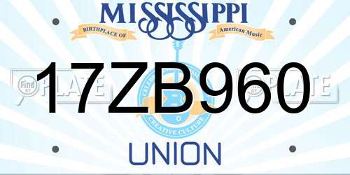 17ZB960 Mississippi License Plate
