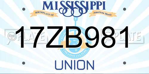 17ZB981 Mississippi License Plate