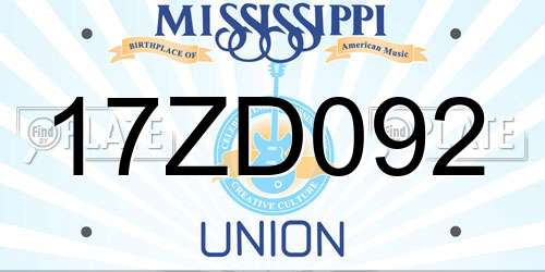 17ZD092 Mississippi License Plate