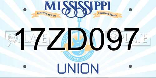 17ZD097 Mississippi License Plate