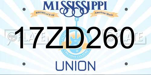 17ZD260 Mississippi License Plate