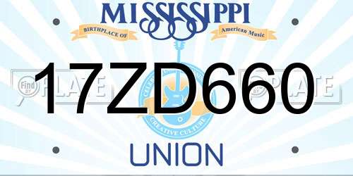 17ZD660 Mississippi License Plate