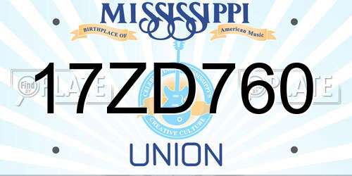 17ZD760 Mississippi License Plate