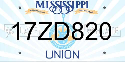 17ZD820 Mississippi License Plate