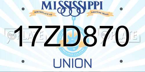 17ZD870 Mississippi License Plate