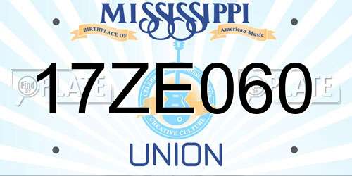 17ZE060 Mississippi License Plate