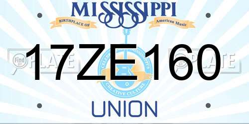 17ZE160 Mississippi License Plate