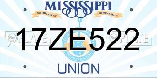 17ZE522 Mississippi License Plate