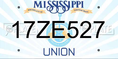 17ZE527 Mississippi License Plate