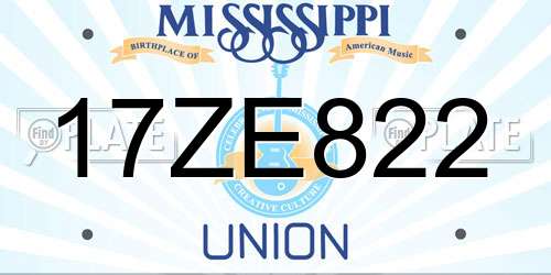 17ZE822 Mississippi License Plate