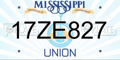 17ZE827 Mississippi License Plate