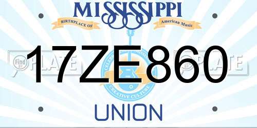 17ZE860 Mississippi License Plate