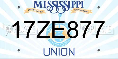 17ZE877 Mississippi License Plate