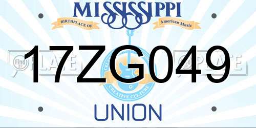 17ZG049 Mississippi License Plate