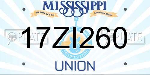 17ZI260 Mississippi License Plate