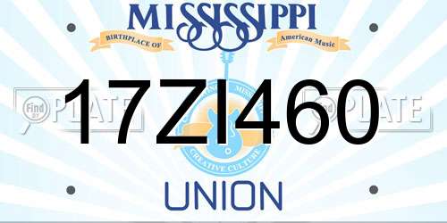 17ZI460 Mississippi License Plate