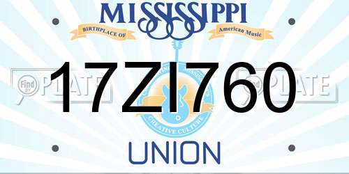 17ZI760 Mississippi License Plate