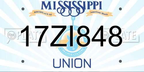 17ZI848 Mississippi License Plate