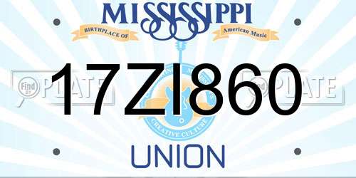 17ZI860 Mississippi License Plate