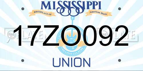 17ZO092 Mississippi License Plate