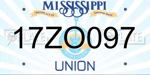 17ZO097 Mississippi License Plate