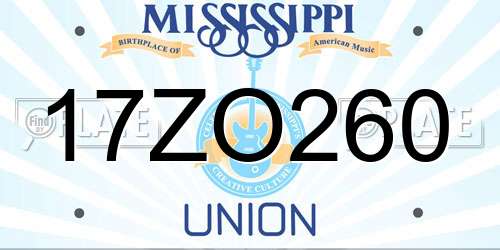 17ZO260 Mississippi License Plate