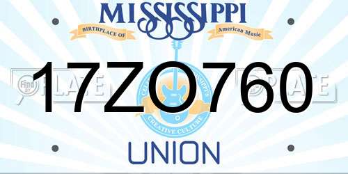 17ZO760 Mississippi License Plate