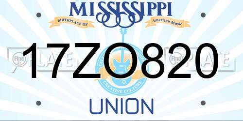 17ZO820 Mississippi License Plate