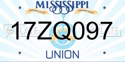 17ZQ097 Mississippi License Plate