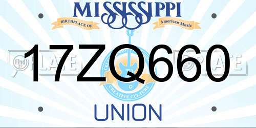 17ZQ660 Mississippi License Plate