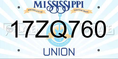 17ZQ760 Mississippi License Plate