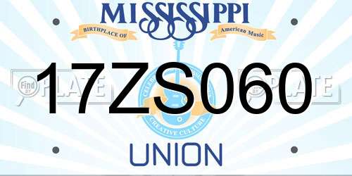 17ZS060 Mississippi License Plate
