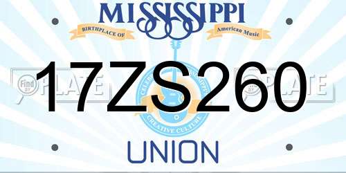17ZS260 Mississippi License Plate
