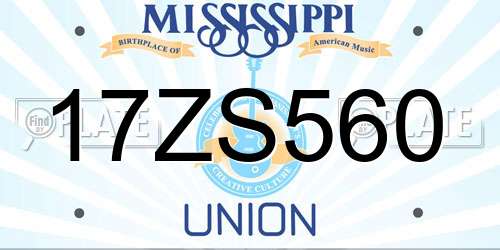 17ZS560 Mississippi License Plate