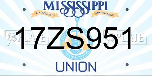 17ZS951 Mississippi License Plate