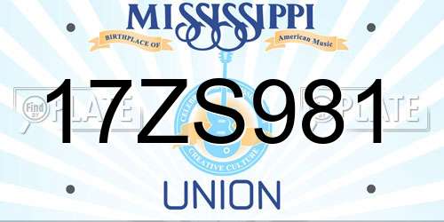 17ZS981 Mississippi License Plate