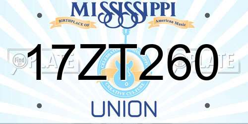 17ZT260 Mississippi License Plate