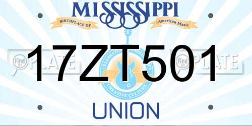 17ZT501 Mississippi License Plate