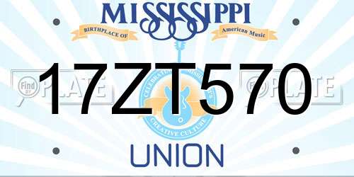 17ZT570 Mississippi License Plate