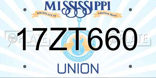 17ZT660 Mississippi License Plate