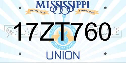 17ZT760 Mississippi License Plate