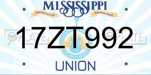 17ZT992 Mississippi License Plate